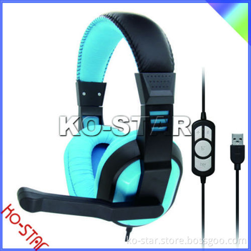 Cheap Multi-Functional Natural Sound USB 7Plug .1 Surround Studio Headsets with Remote Control and Mic for gaming and computer